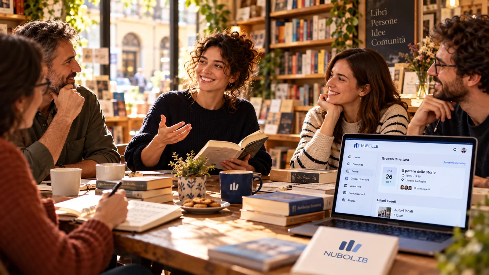 Persone in libreria — immagine generata con IA